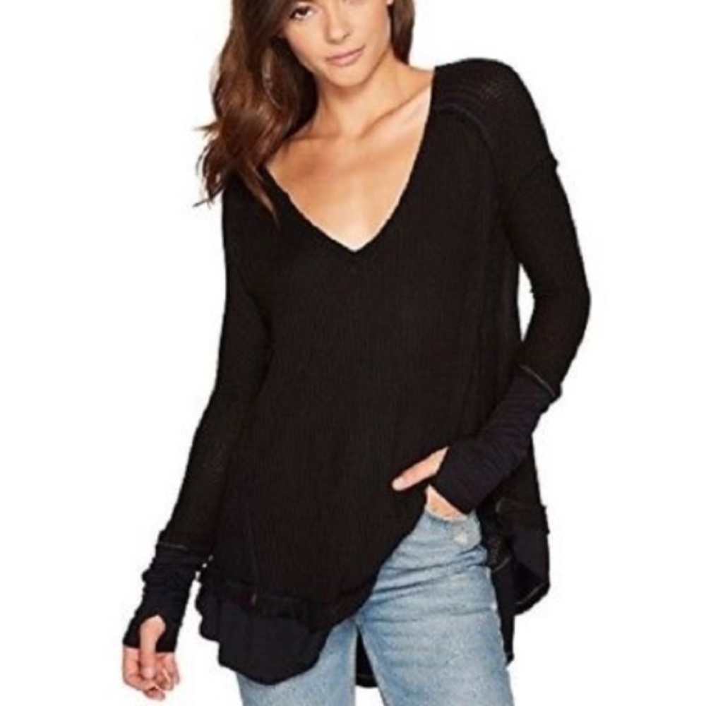 Free People Laguna Waffle Knit Layered Top